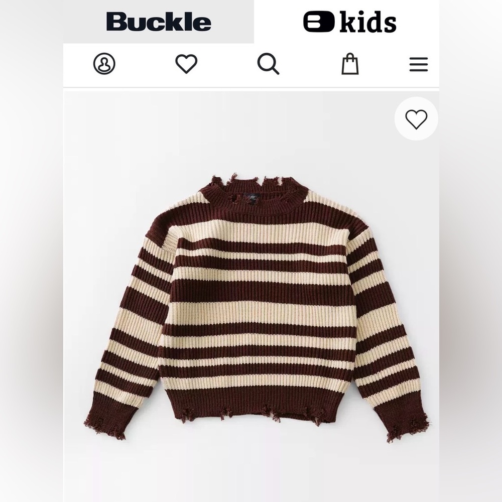 Buckle Daytrip Girls Striped Distressed Sweater – Size Large
